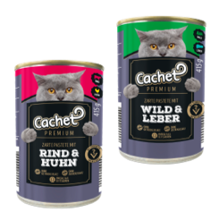 Zwei Abbildungen des Katzenfutters 'Cachet'
